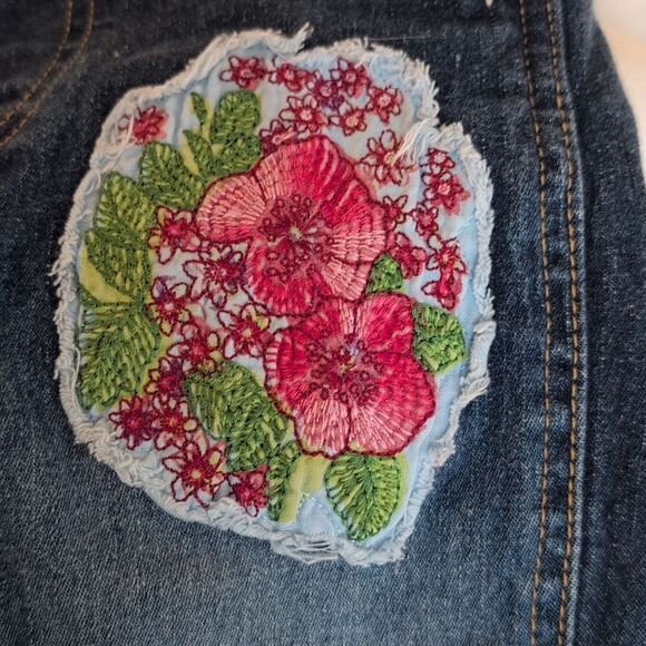 Children's Place Y2K floral embroidered denim overall‎ pants size 24 months - Picture 3 of 6